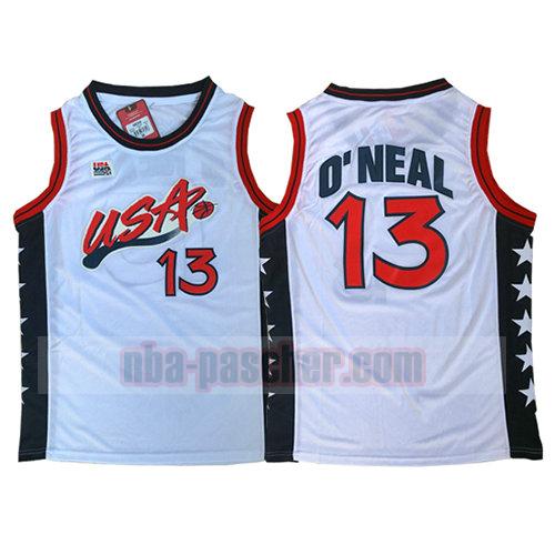 maillot usa 1996 homme Shaquille O'Neal 13 blanc