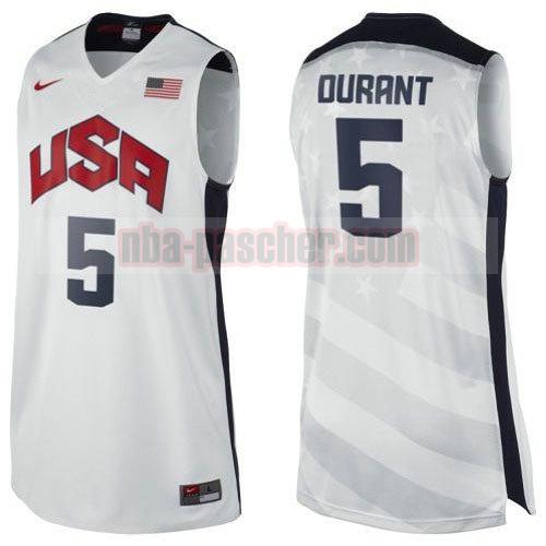 maillot usa 2012 homme Kevin Durant 5 blanc