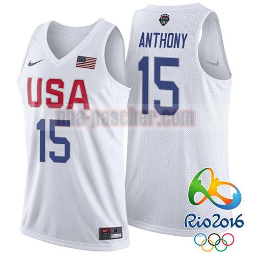 maillot usa 2016 homme Carmelo Anthony 15 blanc