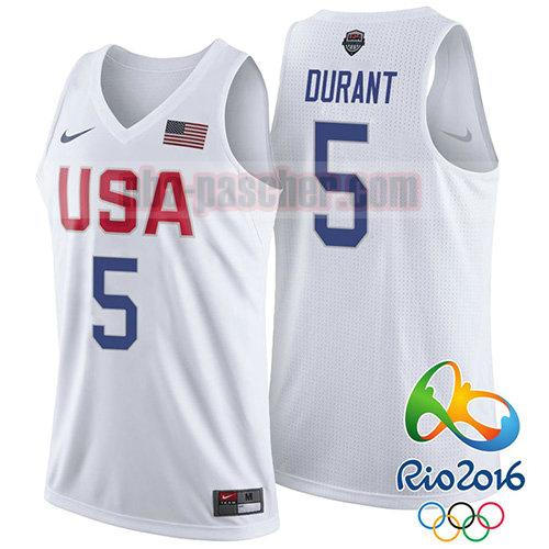 maillot usa 2016 homme Kevin Durant 5 blanc