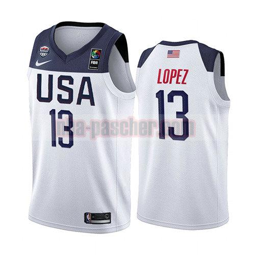 maillot usa 2019 homme Brook Lopez 13 blanc