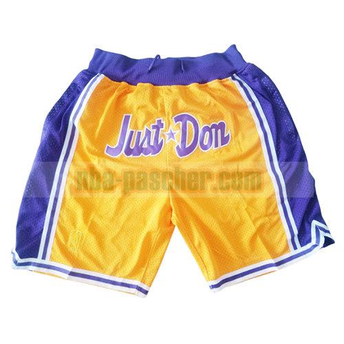 shorts los angeles lakers homme just don jaune